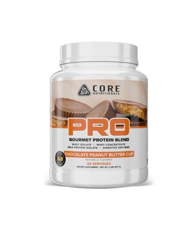 Core Nutritionals Pro Sustained Release Whey Protein Blend | with Digestive Enzymes | 25g Protein 2g Carbs | No Fillers | 2 Pound (Chocolate Peanut Butter Cup)
