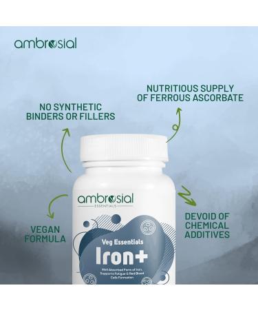 Ambrosial Iron+ 25mg Pack of 1-120 Capsules 120 Count (Pack of 1) - Buy Online on GoSupps.com