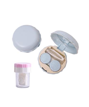 Contact Lens Case with Mirror Portable Travel Contact Lens Case with Cleaning Solution Bottle Tweezers Remover for Home and Office Blue