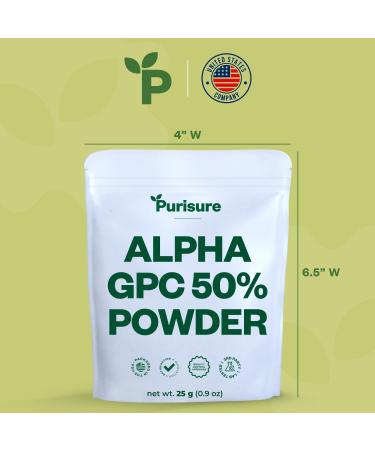 Purisure Alpha GPC Powder, 25 g, Pure Alpha GPC Choline Supplement for Brain and Focus, CDP Choline Supplements for Memory Performance & Concentration, No Fillers, Non-GMO, Offers 42 Servings 0.88 Ounce (Pack of 1) - Buy Online on GoSupps.com