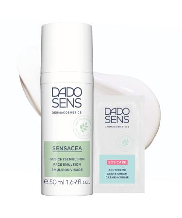 DADO SENS SENSACEA Facial Emulsion (50ml) + SOS Acute Cream Included in a Bag | Special Anti-Redness Care for Rosacea and Rosacea | Relieves Heat Feelings Redness