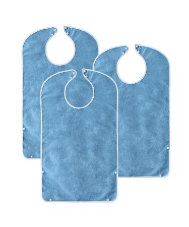 Adult Bibs Adjustable Terry Adult Bib with Hook and Loop Closure Waterproof Clothing Protector with Detachable Crumb Catcher(3 Pack)