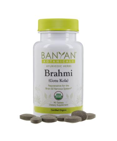 Banyan Botanicals Brahmi / Gotu Kola Tablets - USDA Organic - 90 Tablets - Centella asiatica - Brain & Nervous System Rejuvenative* - Buy Online on GoSupps.com