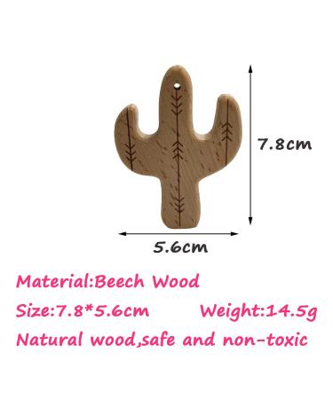 10pcs Cartoon Cactus Wood Pendant - Handmade Beech Wooden DIY Necklace Charm - Buy Online on GoSupps.com