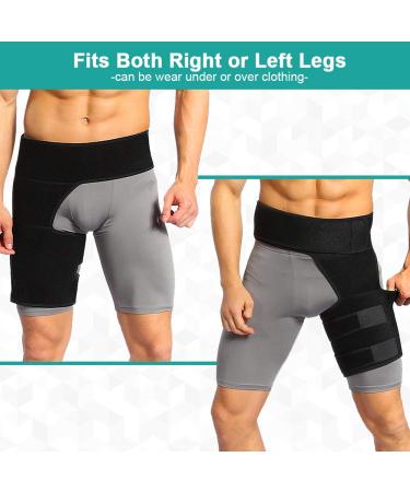 Adjustable Neoprene Hip Groin Support for Pain Relief and Recovery - Men and Women (Black) - Buy Online on GoSupps.com