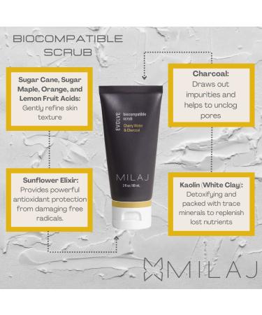 MILAJ Evolve Biocompatible Face Scrub - Charcoal & Cherry Water Exfoliator | Cleanse Pores & Even Skin Tone | 2fl oz | International Shipping Available - Buy Online on GoSupps.com