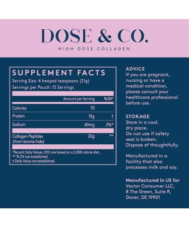 DOSE & CO. Pure Collagen Peptides Powder Unflavored 9.6 Oz Supports Healthier Hair Skin & Nails Type I & III Bovine Collagen for Women & Men Mixes Easily Non GMO Preservative & Gluten Free 9.6 Ounce (Pack of 1) - Buy Online on GoSupps.com