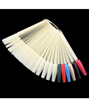 2 Sets of 100 Clear Coffin Ballerina Fan Shape Nail Art Tips Display with Metal Split Ring Holder NT080 - Buy Online on GoSupps.com