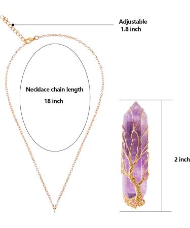 Tree of Life Healing Crystal Necklace - Wire Wrapped Natural Stone Pendant - Buy Online on GoSupps.com