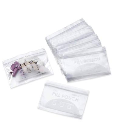 200 Piece Resealable Zipper Locking Pill Pouches - Daily AM PM Travel Medicine Organizer Clear Reusable Write-On Labels for Vitamins and Medications