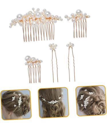 FRCOLOR Pearl Hair Comb 1 Set Bride Wedding Hairpin Hair Fork Zinc Alloy European Style Pearl Comb Clip - Buy Online on GoSupps.com