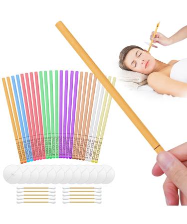 ACWOO Ear Candles 24Pcs Natural Beeswax Ear Candles 100% Non-Toxic Cylinders Fragrance Hollow Candles Ear Wax Remover Candle Kit for Blocked Ears (Color-24P) Color-24pcs