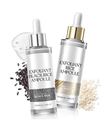 Peel Shot Glow Rice Ampoule Duo 2PCS Black and White Rice Exfoliant Gentle Peel & Pore Minimizing Rice Exfoliating Peeling for All Skin Types (Black+White/100ML)
