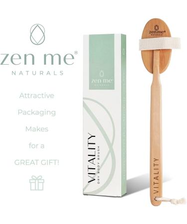 Zen Me Premium Boar Bristle Exfoliating Body Brush for Cellulite - Firm Natural Bristles for Lymphatic Massage - Detox eBook Gift Included - Buy Online on GoSupps.com