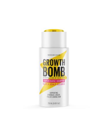 Growth Bomb Shampooing Supercharge 250 ml Nettoyant Fortifiant pour Cheveux et Cuir Chevelu Purifie et Stimule la Croissance