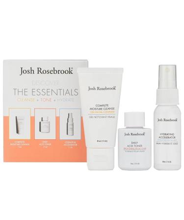 Josh Rosebrook Essentials Kit | Travel Size Cleanse Tone & Hydrate Skincare Set | Complete Moisture Cleanse Daily Acid Toner & Hydrating Accelerator  - Buy Online on GoSupps.com