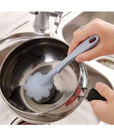 kesurpae ABS Steel Wire Cleaning Brush Portable Long Handle Washable Reusable Household Kitchen Cooking Bench Plate Brushes Purple - Buy Online on GoSupps.com