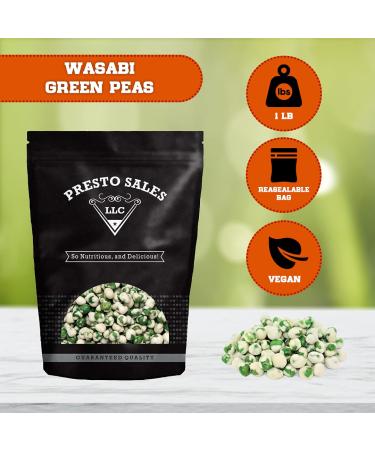 Presto Sales Wasabi Green Peas 16 oz - Tangy and Crunchy Vegan Salad Favorite for All Ages - Fat Loss and Vegetable Benefits - Resealable 1 lb Bag - Buy Online on GoSupps.com