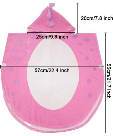 Cartoon Dinosaur Hooded Towel for Kids 0-4 Years Pink - 22x43 inch Bath Poncho for Boys and Girls - Buy Online on GoSupps.com