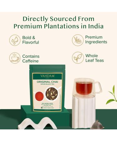 Vahdam Original Chai Spiced Black Tea 200g | Authentic Masala Chai | Premium Blend of Cinnamon Cardamom Cloves & Black Pepper | Brew Your Perfect Chai Latte - Buy Online on GoSupps.com