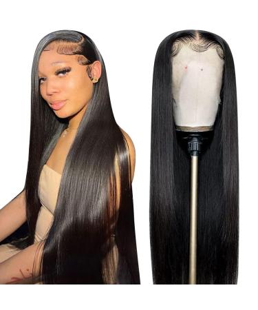 ALI PANDA 180% Density 13x6 HD Straight Lace Front Wigs Human Hair for Black Women Transparent Lace Frontal Wigs Human Hair Glueless Wigs Human Hair Pre plucked with Baby Hair Free Part 28 Inch 28 Inch 13x6 Straight Lace...