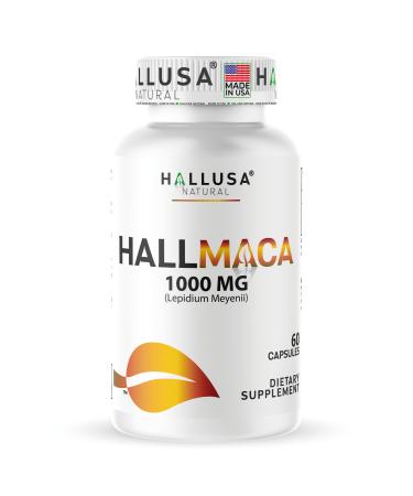 Hallusa Natural Maca Root Capsules 1000mg (Lepidium Meyenii) Energy Vitality & Daily Performance Support Mood Focus & Stamina for Men & Women Non GMO 60 Capsules