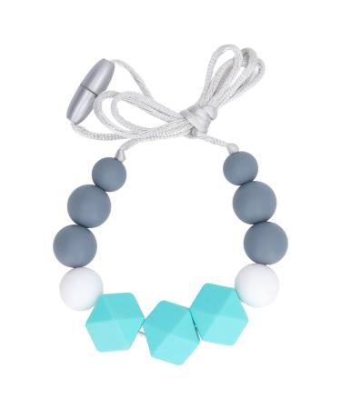 Baby Teething Necklace Silicone Medium Hardness Baby Teether Toy Chew Toy Nursing Necklace for Toddler Kids (Green)
