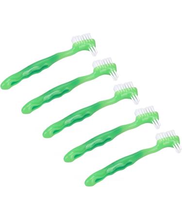 Verdant Touch Denture Brush Set - Professional Portable Double Sided for Elderly - Green 5 Pack | Buy Now for International Shipping - Buy Online on GoSupps.com