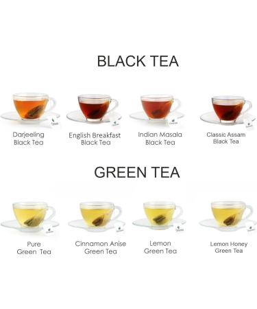 Octavius Elephant Printed Wooden Caddy Tea Sampler Pack | 90 Double Chamber Tea Bags | 3 Black & 3 Green Tea Assortment | Tea Lover's Variety Pack - Buy Online on GoSupps.com