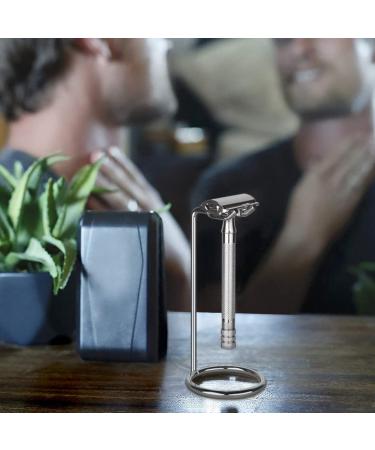Linkidea 2-Piece Stainless Steel Safety Razor Holder & Shaving Brush Stand - Deluxe Travel Razor Knife Holder (12 cm Silver) - Buy Online on GoSupps.com
