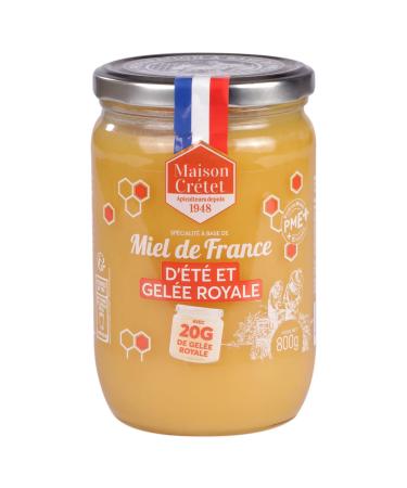 Maison Cr tet | Summer French Honey and Royal Jelly | Unpasteurized Honey Harvested in France in Glass Jar | Preparation in 800G Jar