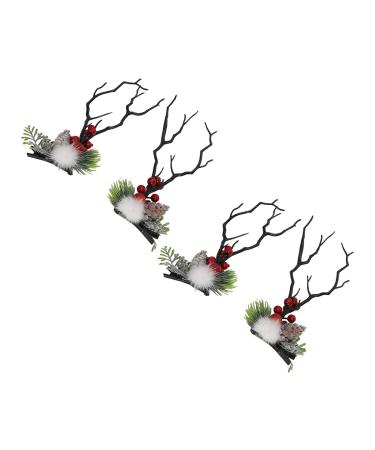 2 Pairs Christmas Hair Pins Reindeer Antlers Clips for Costume Party School Event