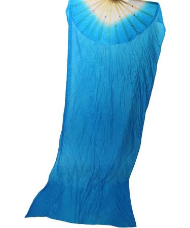 WEISIPU 1.8m Silk Belly Dance Bamboo Fan Veil - Right Hand, Blue - Buy Online on GoSupps.com