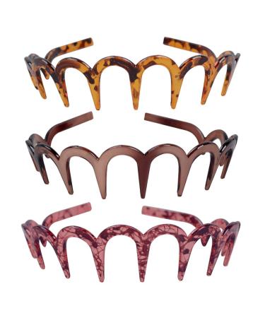3 Pcs Resin Zig Zag Sharks Tooth Comb Hairband Hair Band Hair Hoop Hair Accessories for Women Men(3 Colors) - Buy Online on GoSupps.com