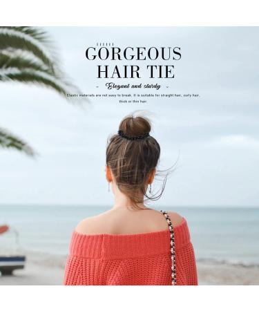 Brinie Champagne Elastic Hair Scrunchies - Pearl Hair Bands Set for Women and Girls (Pack of 3) - Buy Online on GoSupps.com