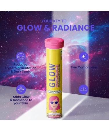 Glow Glutathione & VIT. C Skin & Radiance Strawberry-Lemon Flavour 10 effervescent Tablets - Buy Online on GoSupps.com