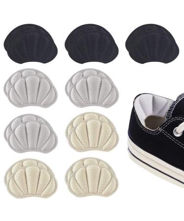 Skhaovs 9 pairs of heel cushions self-adhesive heel pillow heel protection for women and men anti-friction heel cushion heel cushions for too large shoes heel handle for shoes (black gray beige) black gray beige