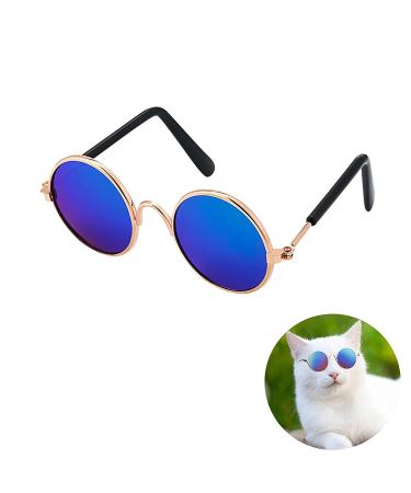 Glasses for Cats Pet Sunglasses Cute and Funny Pet Sunglasses Dog Cat Cosplay Party Costume Photo Props (Blue)