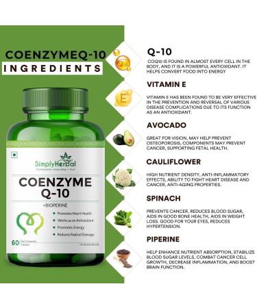 CoQ10 Natural Antioxidant Supplements 200mg - Heart Health & Energy Metabolism - 60 Tablets - Buy Online on GoSupps.com