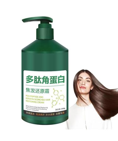 Yaepoip Polypeptide Keratin Hydrating Smoothing Hair Damage Repair Cream Polypeptide Keratin Hair Treatment Deep Conditioning Mask Lasting Shine and Smoothness 300g
