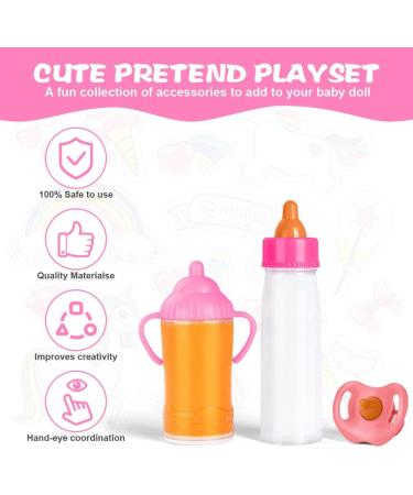 Aolso Magic Baby Doll Milk Bottle and Dummy Set - 3 Piece Feeding Accessories for Kids | Boy and Girl Gift - Buy Online on GoSupps.com