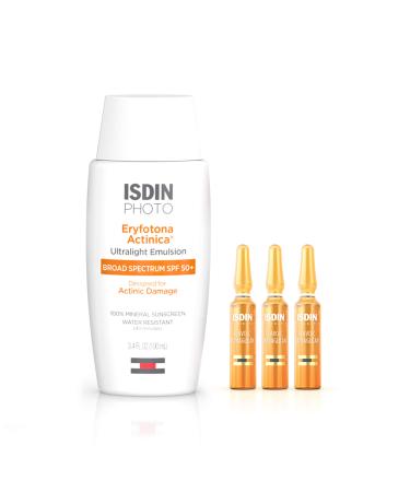 ISDIN Bundle Sunscreen & Vitamin C serum - Eryfotona Actinica Mineral Sunscreen & Flavo-C Ultraglican 10 ampoules