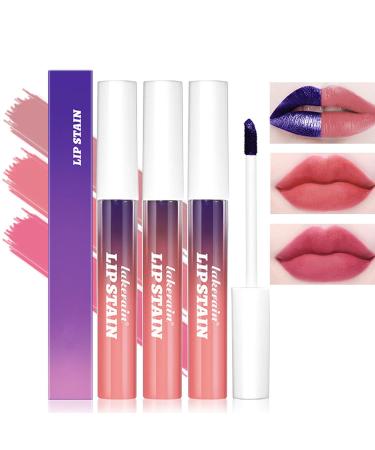 Sitovely 3PCS Peel Off Lip Tint Stain Peel Off Lip Gloss Waterproof Non-Stick Liquid Lipstick Highly Pigmented Peel Off Lip Stain(D M)