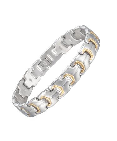 5-in-1 magnetic bracelet for men 21.5 cm/12 mm two-tone