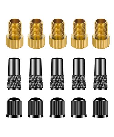 15 PCS Bike Presta Tire Valve Adaptor Tools,Bicycle Tire Valve Converter Copper Valve ,Presta Valve Cap, Schrader Valve Cap,Cycling Tire Tools ,for Mountain Bikes, Road Bike,Cars,Bike Pump Accessories