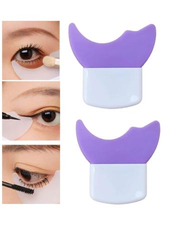 2pcs Reusable Multifunction Eye Makeup Auxiliary Guard Tool for Beginners Upper Lower Mascara and Eyeshadow Applicator Guard Pads (Purple)
