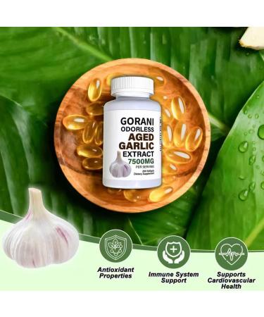 Gorani Odorless Aged Garlic Extract Capsules 7500mg 200 Softgels GMP-Certified Garlic Supplements - Buy Online on GoSupps.com