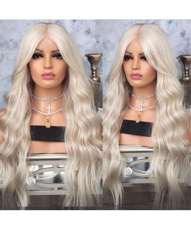BGHJUE 26 Platinum Blonde Lace Front Wig - Synthetic Heat Resistant Wig with Baby Hair for Women Perfect Glueless Style - Buy Online on GoSupps.com