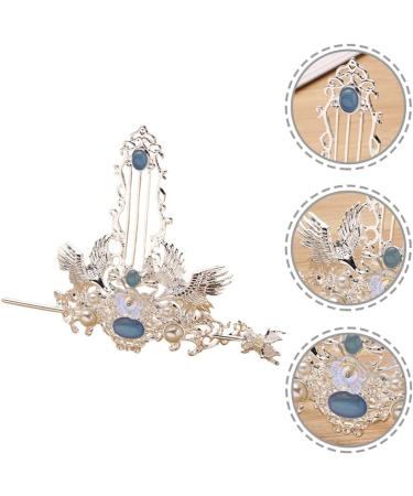FRCOLOR 1 Set Chinese Hair Coronet Hanfu Headdress Hair Stick Hair Crown Set Traditional Classical Style Hair Pins Hair Jewelry for Women Girls Hair Accessories Silver - Buy Online on GoSupps.com