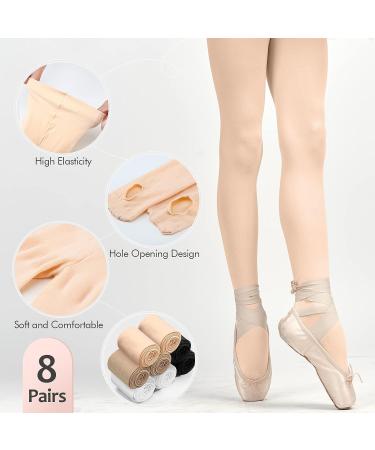 8 Pairs Toddler Girls Ballet Tights | Convertible Footless Dance Tights 4-6 Years | Black, White, Pink, Tan - Buy Online on GoSupps.com